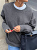 Ribbed Round Neck Dropped Shoulder Sweater test