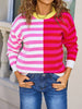 Striped Round Neck Long Sleeve Sweater test