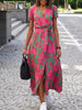 Full Size Slit Floral Print Short Sleeve Dress Plus Size test