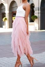 A Line Long Tulle Tiered Skirts