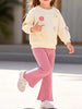 Children's Floral Applique Crewneck Sweatshirt and Ribbed Flare Pants Set test