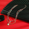 Christmas Double-Layer Necklace with Colorful Beads and Pendant test
