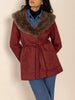 Fuzzy Collared Neck Tie Waist Jacket test