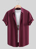 Men's Casual Solid Color Short Sleeve Shirt test