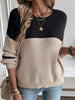 Color Block Knit Striped Sleeve Detail Casual Sweater test