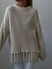 Fringe Round Neck Long Sleeve Sweater test