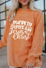 Letter Graphic Round Neck Long Sleeve Oversize Sweatshirt test