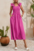 Smocked Ruffled Scoop Neck Midi Dress test