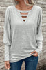 Cutout Round Neck Long Sleeve T-Shirt test