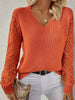 Full Size V-Neck Hollow-Out Long Sleeve Sweater Plus Size test