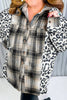 Plus Size Leopard Plaid Button Up Long Sleeve Shacket test