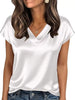 Satin V-Neck Short Sleeve Blouse test