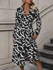 Perfee Printed V-Neck Long Sleeve Midi Dress test