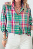 Plaid Collared Neck Three-Quarter Sleeve Shirt test