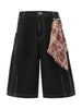 Men's Wide-Leg Denim Shorts with Plaid Accent test