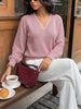 V-Neck Openwork Long Sleeve Sweater test