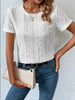 Eyelet Round Neck Short Sleeve T-Shirt test