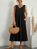 Full Size Pocketed V-Neck Sleeveless Midi Dress Plus Size test