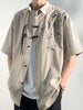 Men's Plus Size Casual Bamboo Print Half Sleeve Shirt test