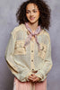 POL Texture Woven Button Down Hooded Shirt with Drawstring Hem