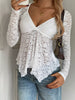 Floral Lace V-Neck Long Sleeve Peplum Blouse test