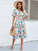 Printed Tie-Waist V-Neck Flutter Sleeve Dress test