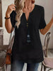 Notched Short Sleeve Blouse test