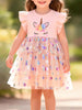 Children's Unicorn Ruffled Sleeve Tulle Dress test