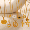 18K Gold-Plated Stainless Steel Flower Pendant Necklace test