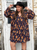 Plus Size Floral V-Neck Balloon Sleeve Dress test