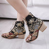 Embroidered Floral Lace-Up Ankle Boots test