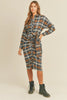 Mable Plaid Flannel Front Tie Button Down Shirt Dress test