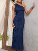 One-Shoulder Slim-Fit Denim Maxi Dress test