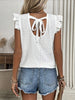 Eyelet Round Neck Cap Sleeve Blouse test