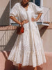Tie Neck Half Sleeve Tiered Dress test