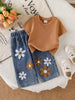 Children's Round Neck Top and Flower Jeans Set test