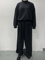 Women's Mock Turtleneck Balloon Sleeve Top & Pleated Wide-Leg Trousers Set