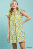 Umgee Floral Flutter Sleeve Tiered Mini Dress