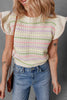 Striped Eyelet Ruffled Sleeve Sweater Sweater Vest test