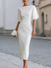Half Sleeve Boat Neck Midi Dress test