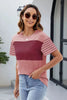 Color Block Round Neck Short Sleeve T-Shirt test