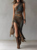 One-Shoulder Ruffled Hem Maxi Dress test