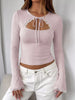 Lace-Trimmed Cutout Long Sleeve T-Shirt test