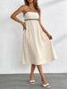 Contrast Trim Tie Shoulder Midi Dress test