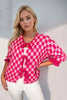 Tied Checkered Dropped Shoulder Flounce Sleeve Cardigan test