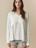 Eyelet Embroidered Loose V Neck Long Sleeve Top test