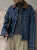 Contrast Collar Zip-Up Denim Jacket test