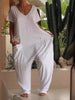 Full Size Loose Fit V-Neck Short Sleeve Wide Leg Jumpsuit Plus Size test