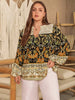 Plus Size Floral Print Notched Blouse test