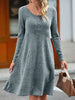 Ribbed Knit Long Sleeve A-Line Dress